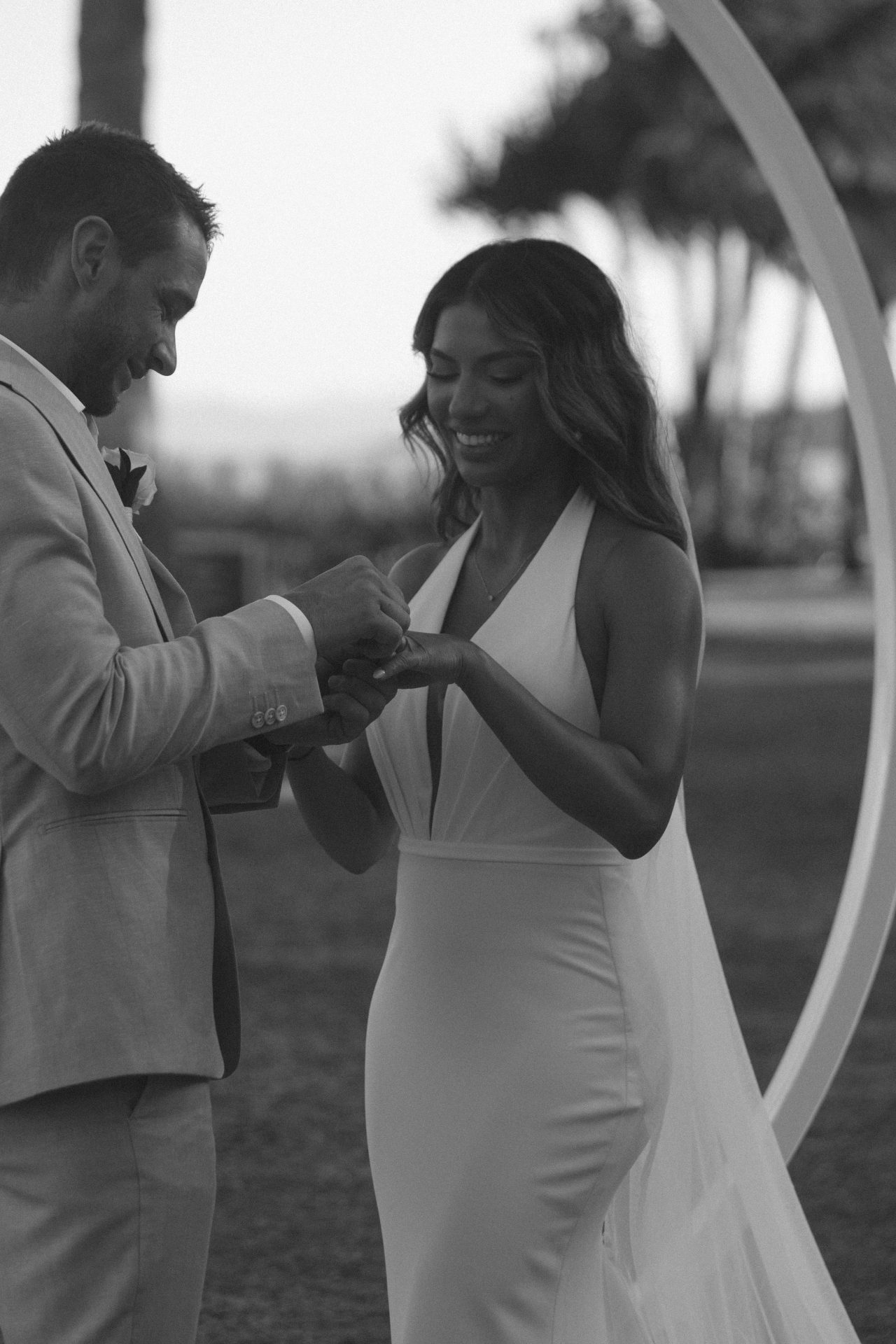 Couple exchanging vows during intimate elopement ceremony on Hayman Island